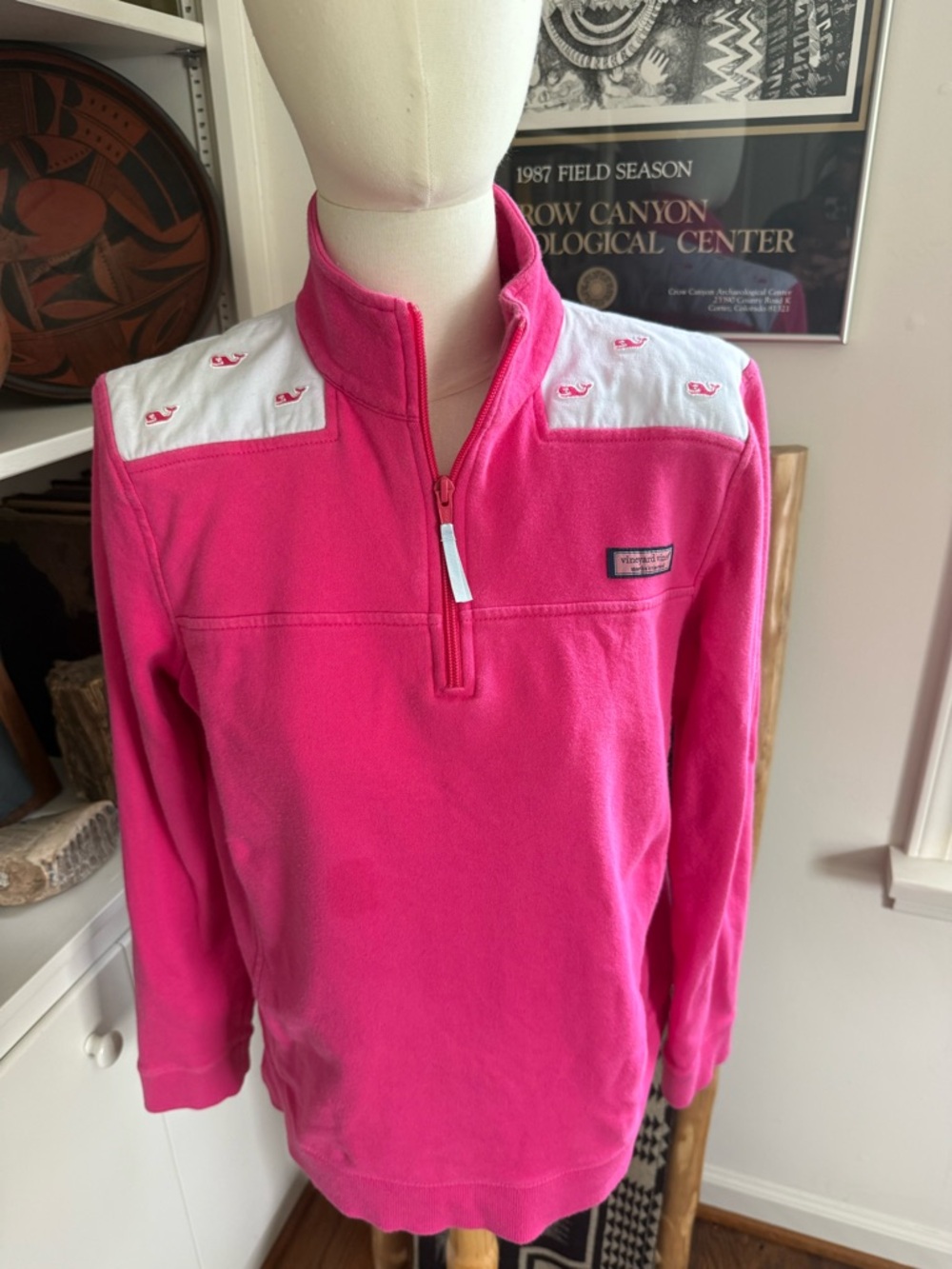 Vintage Vineyard Vines Hot Pink Quarter-Zip Pullover